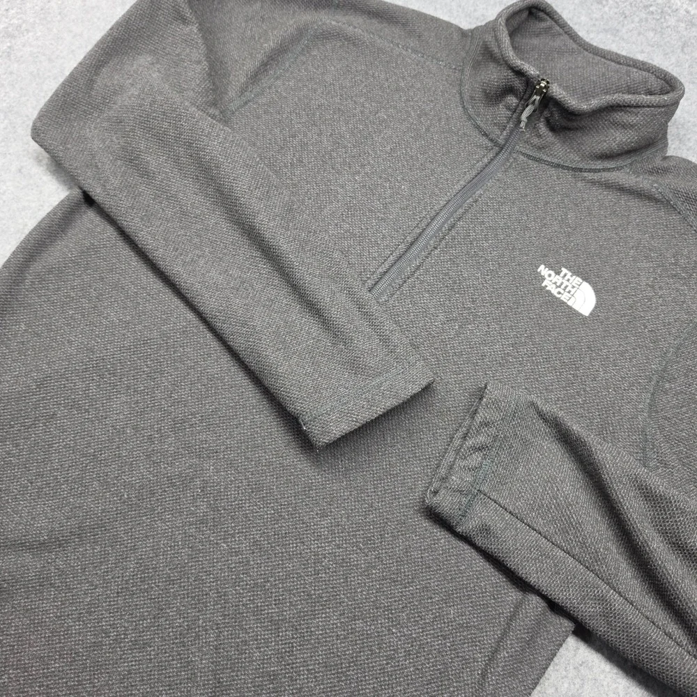 The North Face Mens Quarter Zip Fleece Pullover Charcoal Grey Textured XL